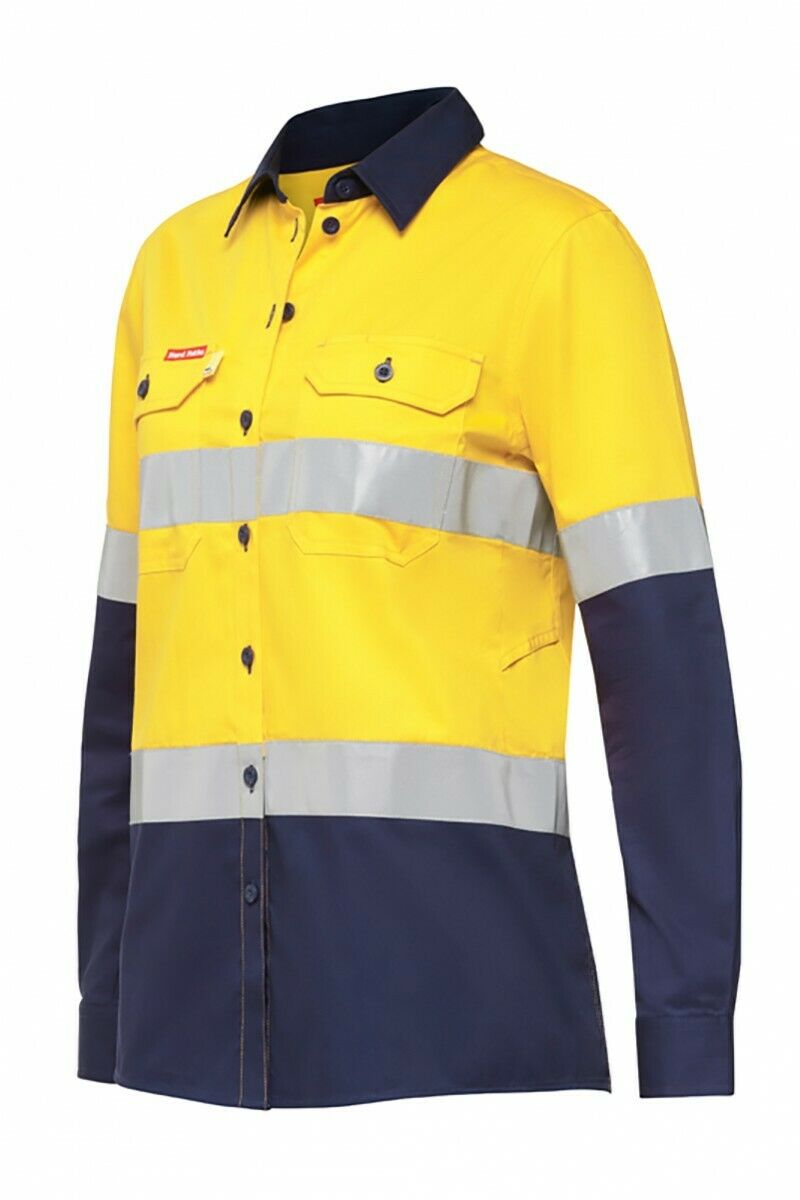 Womens Hard Yakka Hi-Vis Work Shirt KoolGear Vented Taped Tapered Y08220-Collins Clothing Co