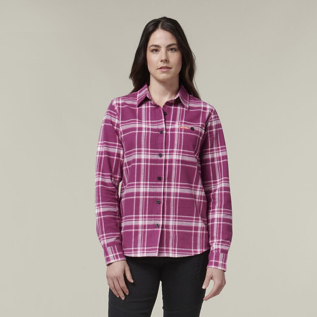 SALE HARD YAKKA Women's Fit Check Flannie Shirt Relaxed Fit Smart Stylish Y08744