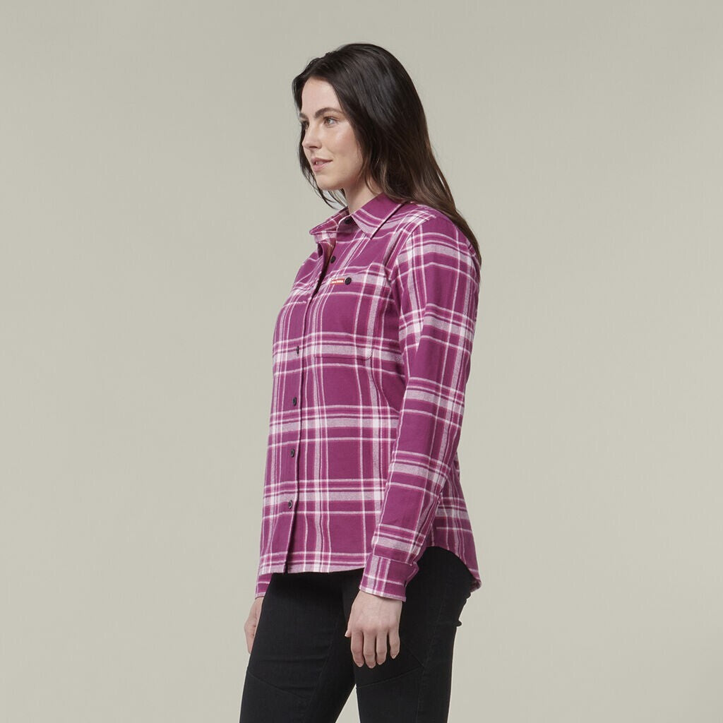 SALE HARD YAKKA Women's Fit Check Flannie Shirt Relaxed Fit Smart Stylish Y08744