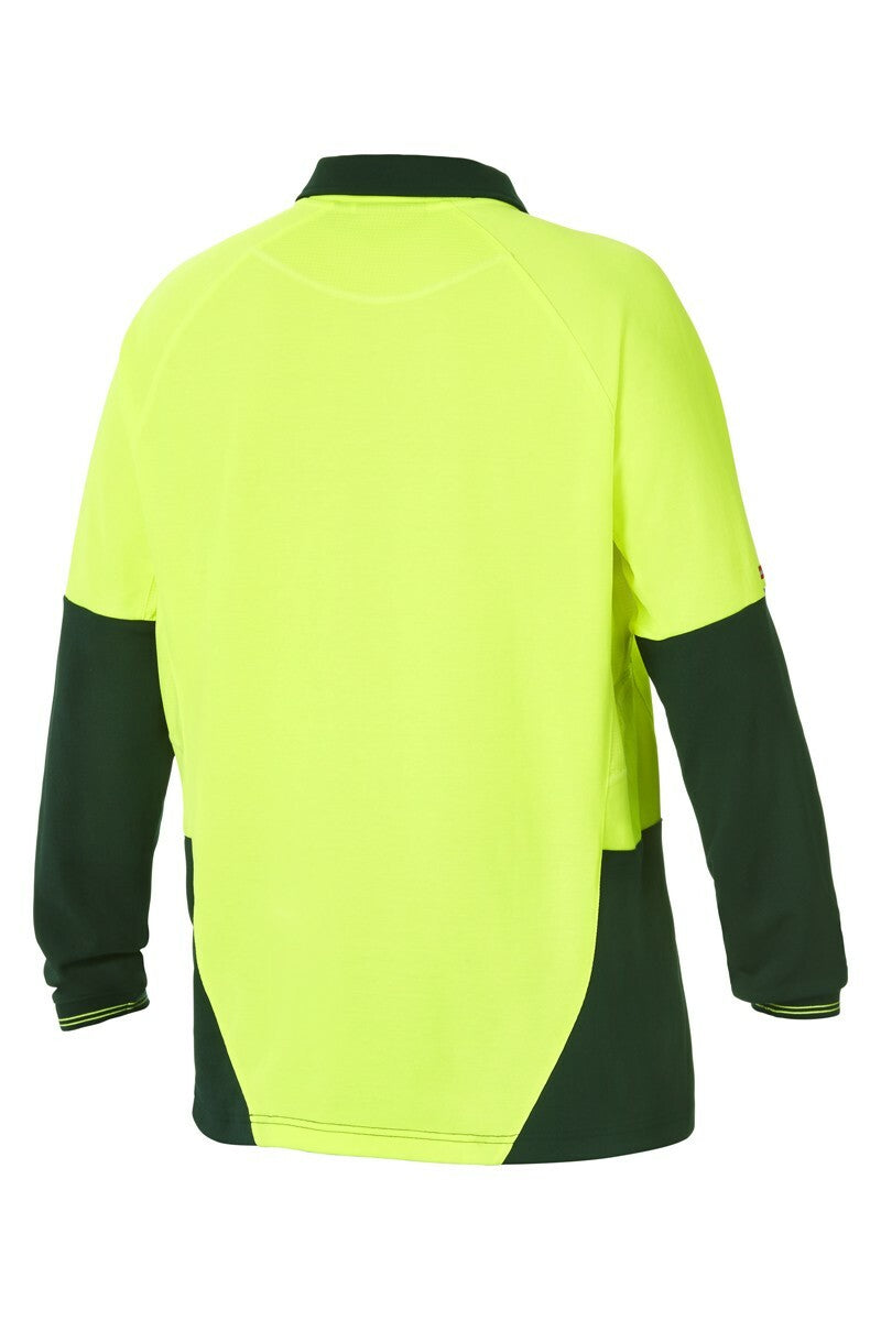 Mens Hard Yakka Koolgear Hi-Vis 4 Pack Long Sleeve Vent Polo Shirt Work Y11389