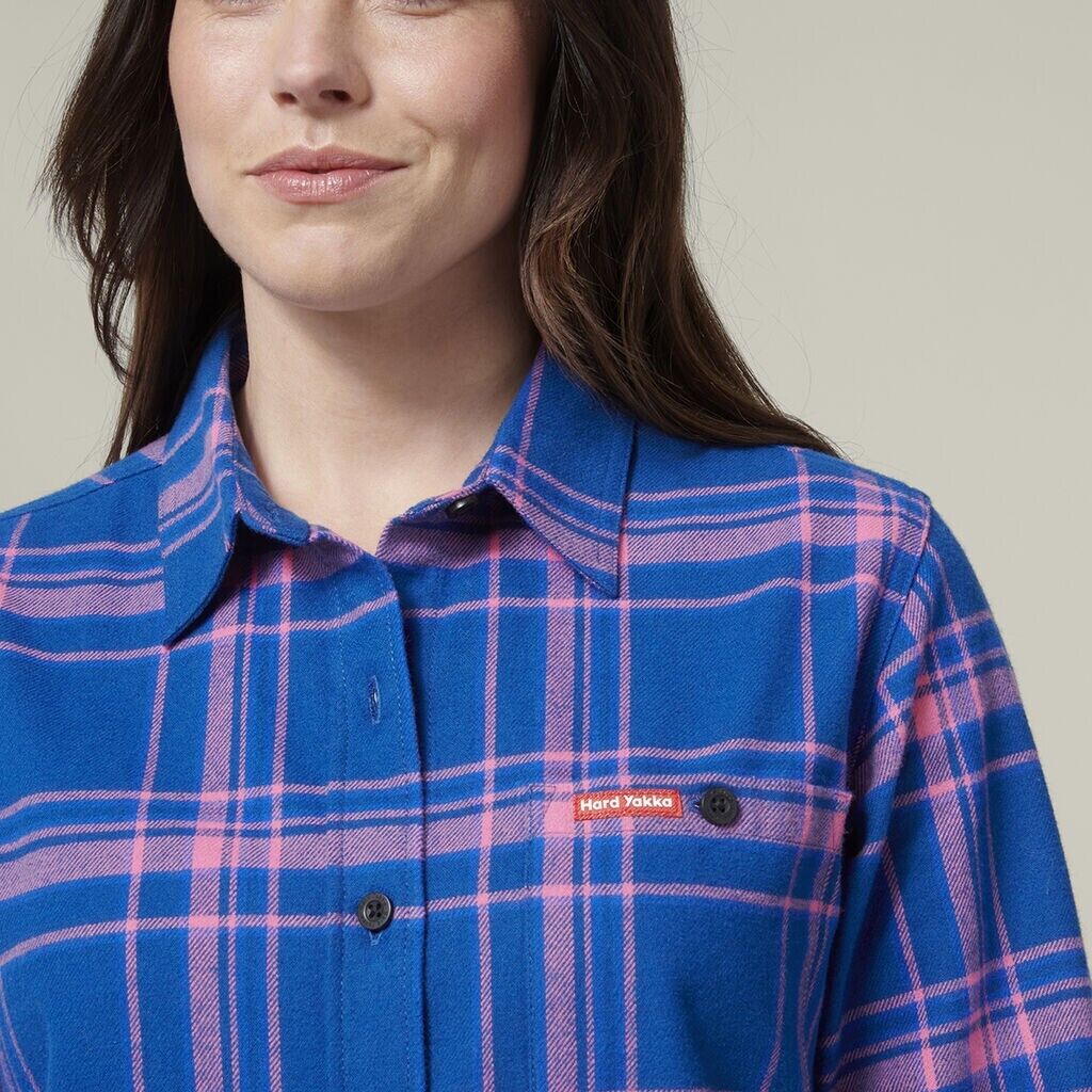HARD YAKKA Women's Fit Check Flannie Shirt Relaxed Fit Smart Stylish Y08744-Collins Clothing Co