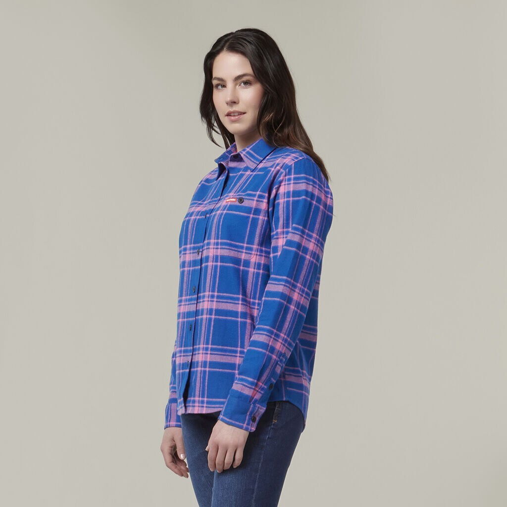 SALE HARD YAKKA Women's Fit Check Flannie Shirt Relaxed Fit Smart Stylish Y08744