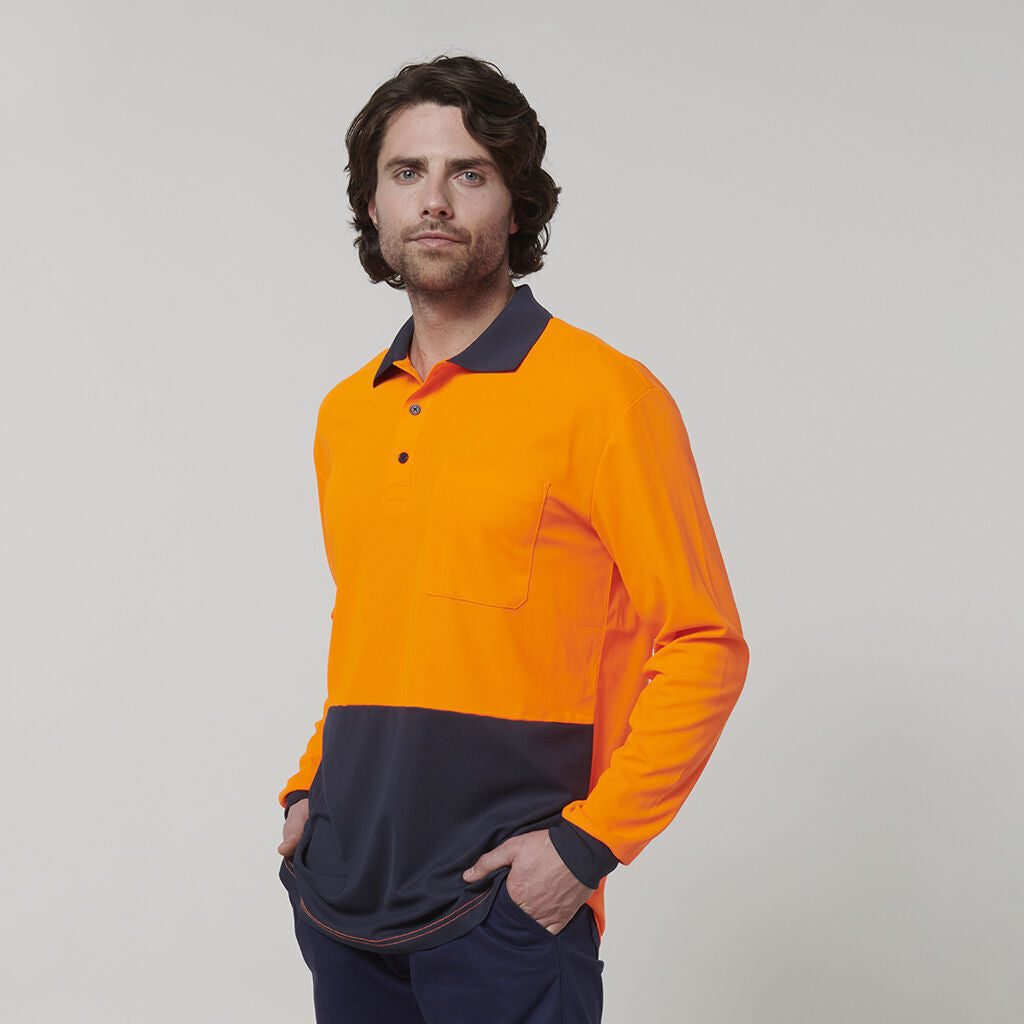 Hard Yakka Mens Safety Work Long Sleeve HI VIS Polo Y19617-Collins Clothing Co