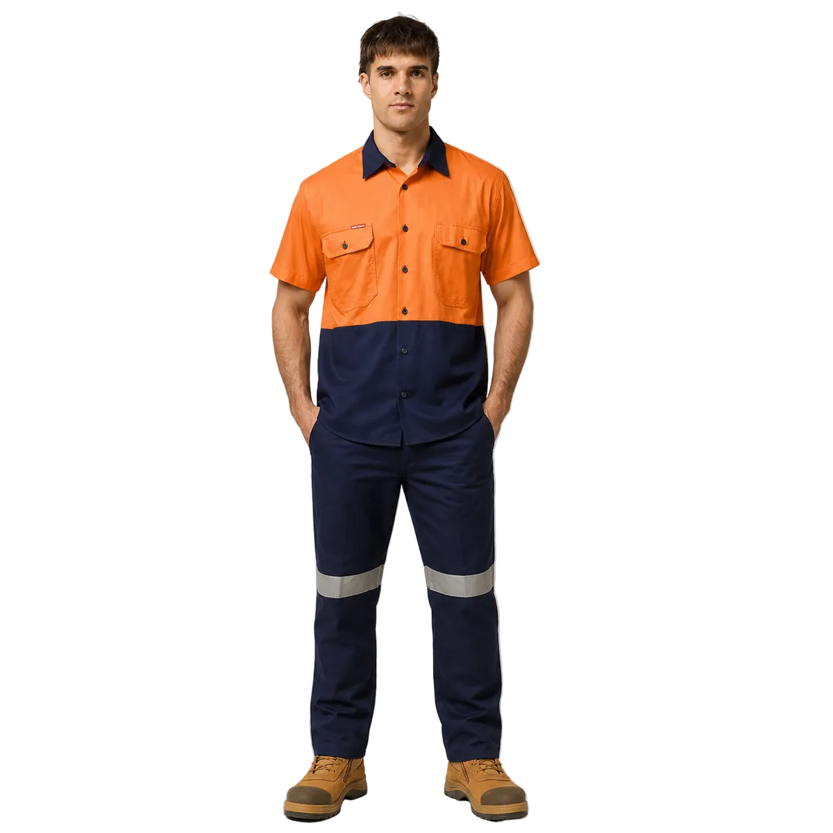 Hard Yakka Mens Lightweight Vented Shirt & Reflective Work Pants Uniform Set  Workwear HYSET001
