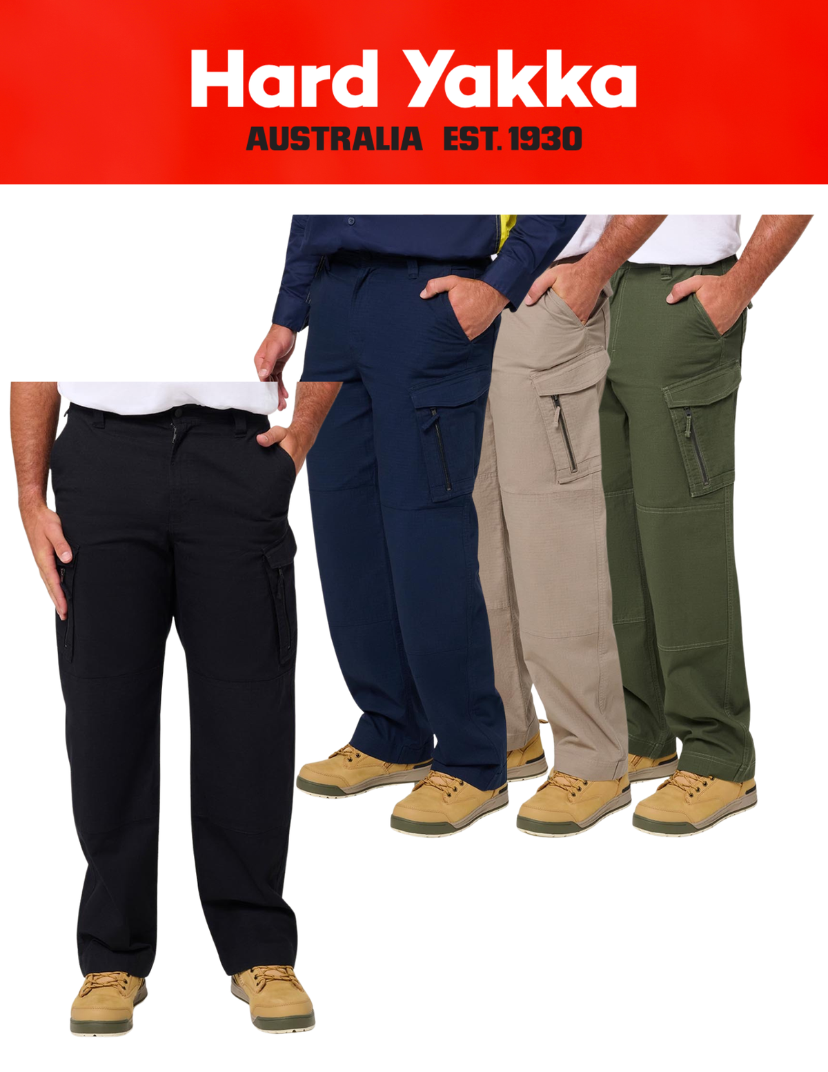 Hard Yakka Edge Ripstop Stretch Work Pant Durable Cargo Pants Y02014